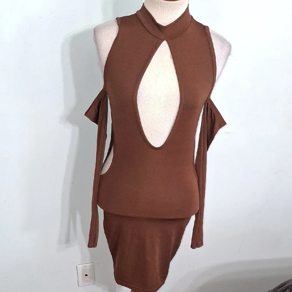 PrettyLittleThing/ Chocolate Brown Dress Mini Dress - W Sz 0